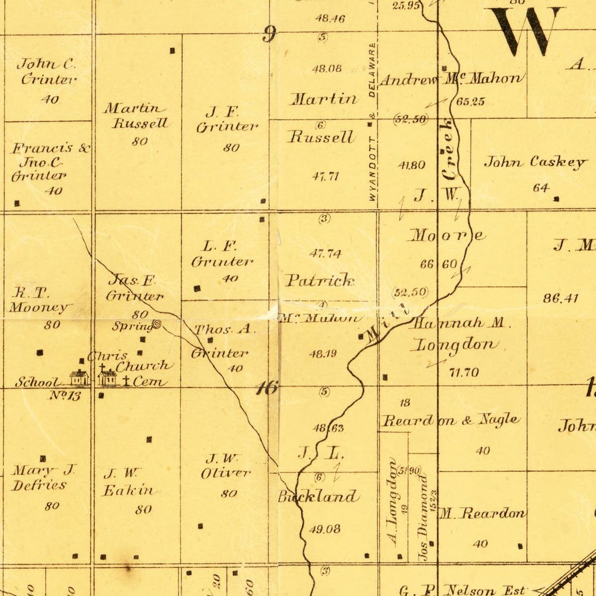 Vintage Map of Wyandotte County, Kansas 1885