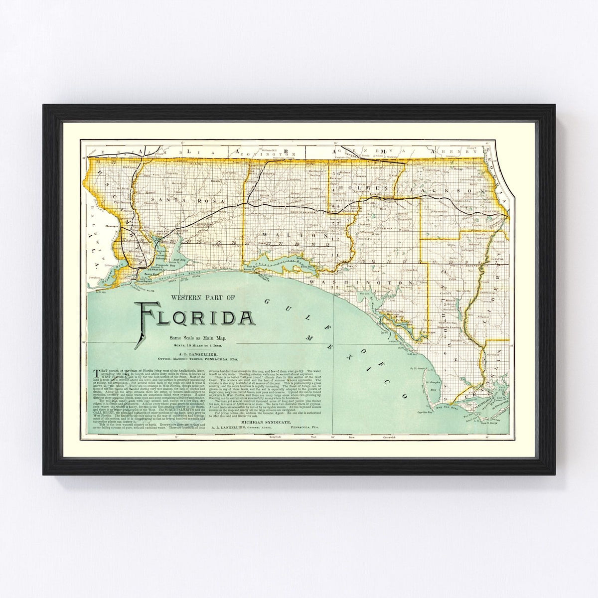 Vintage Map of Florida 1890