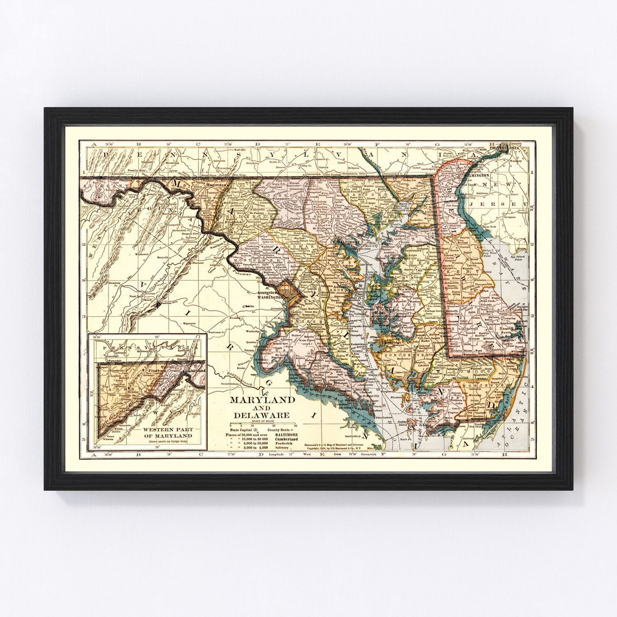 Vintage Map of Delaware 1904
