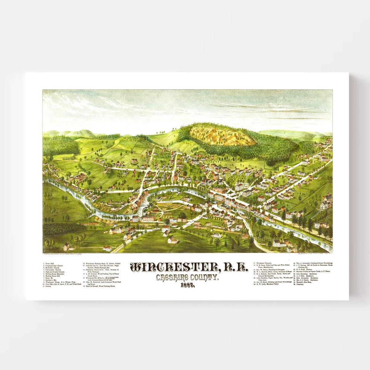 Vintage Map of Winchester, New Hampshire 1887