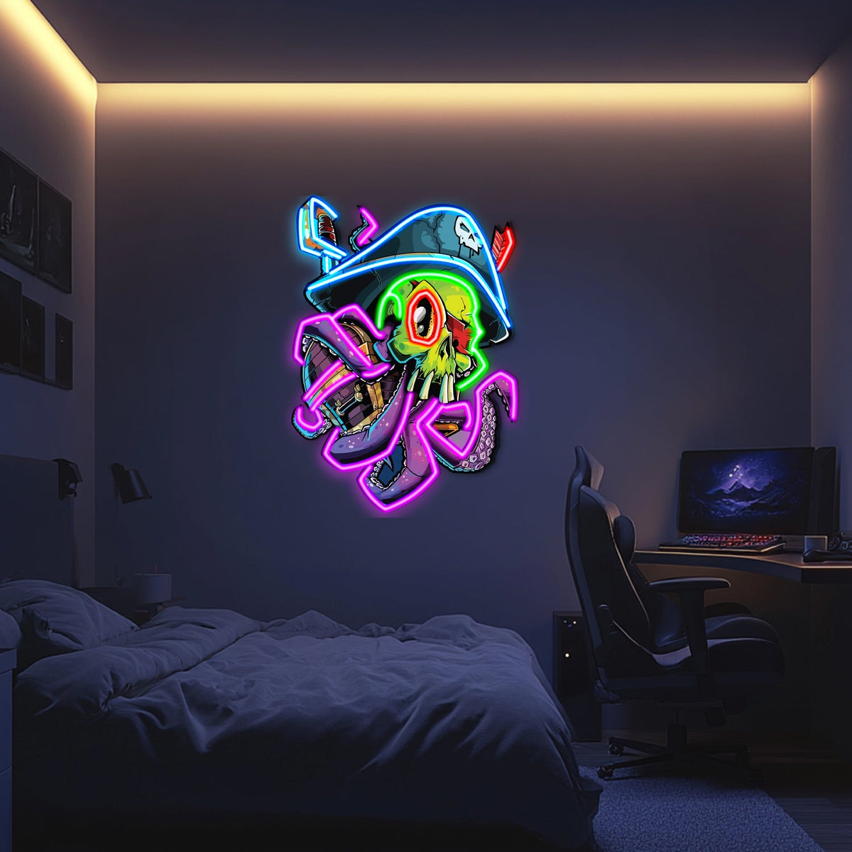 UV Printed Octopus Neon Wall Art- LV0002