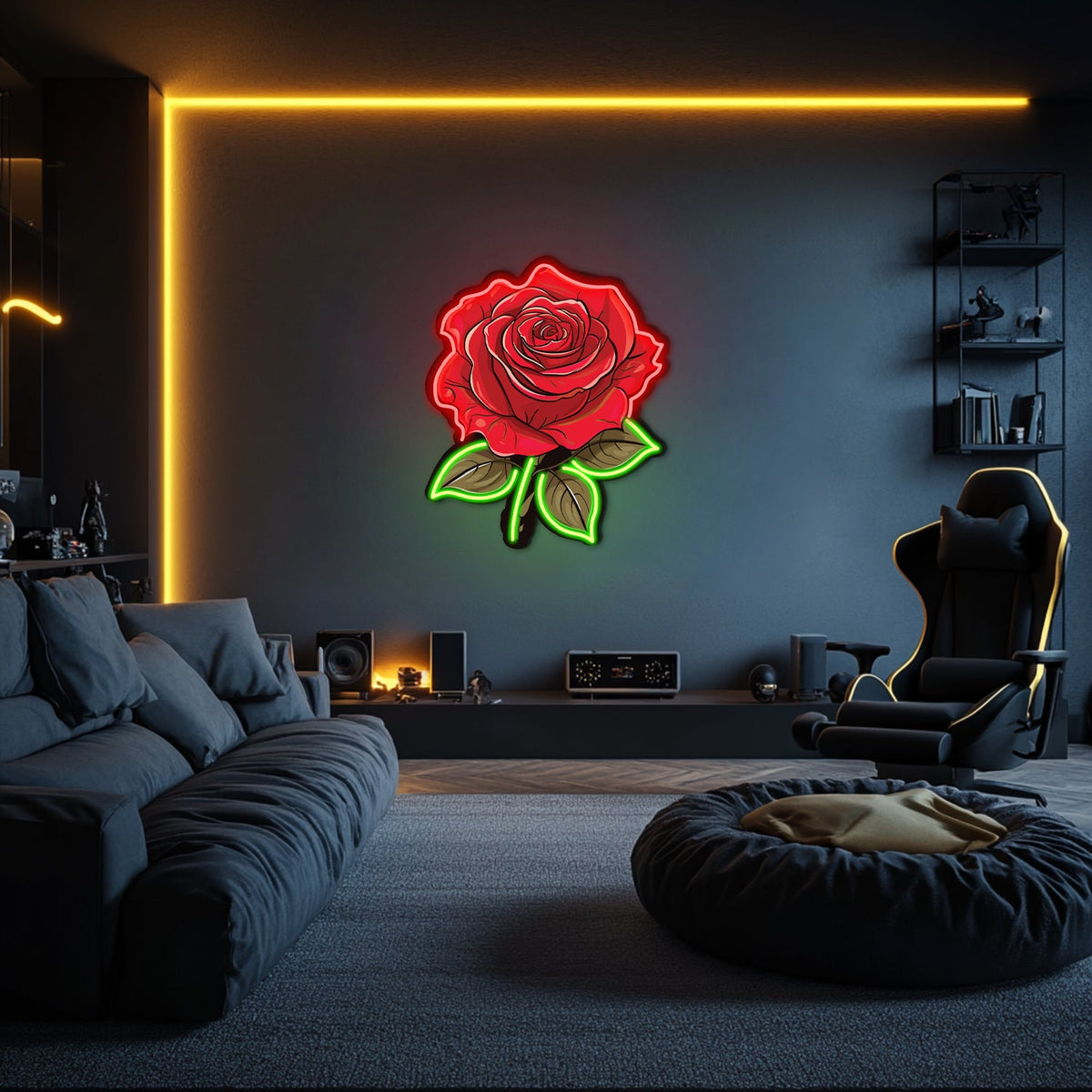UV Printed Rose Neon Wall Art- LV0016