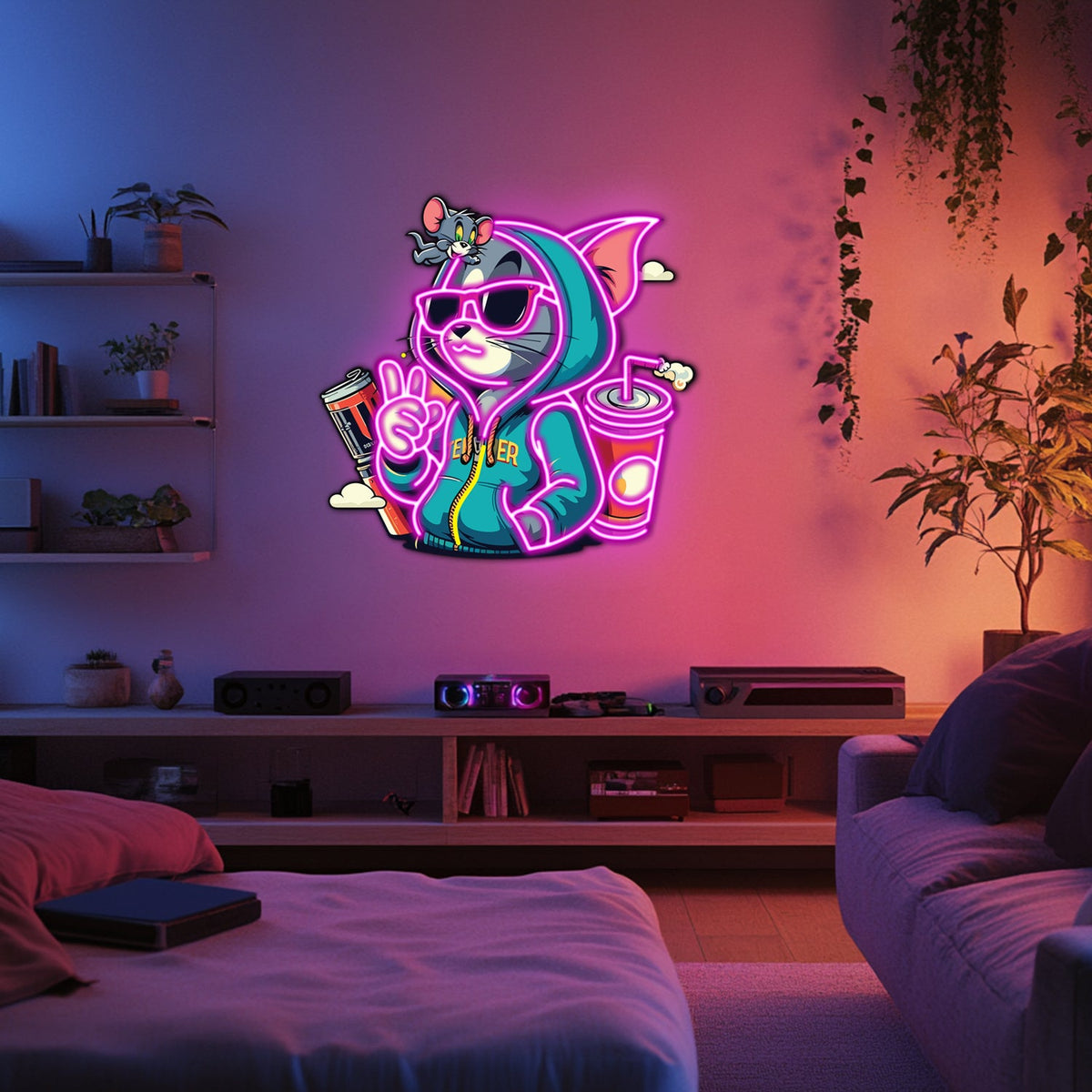 UV Printed Tom and Jerry Neon Wall Art- LV0052