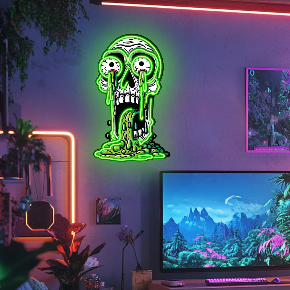 UV Printed Skull Neon Wall Art- LV0029