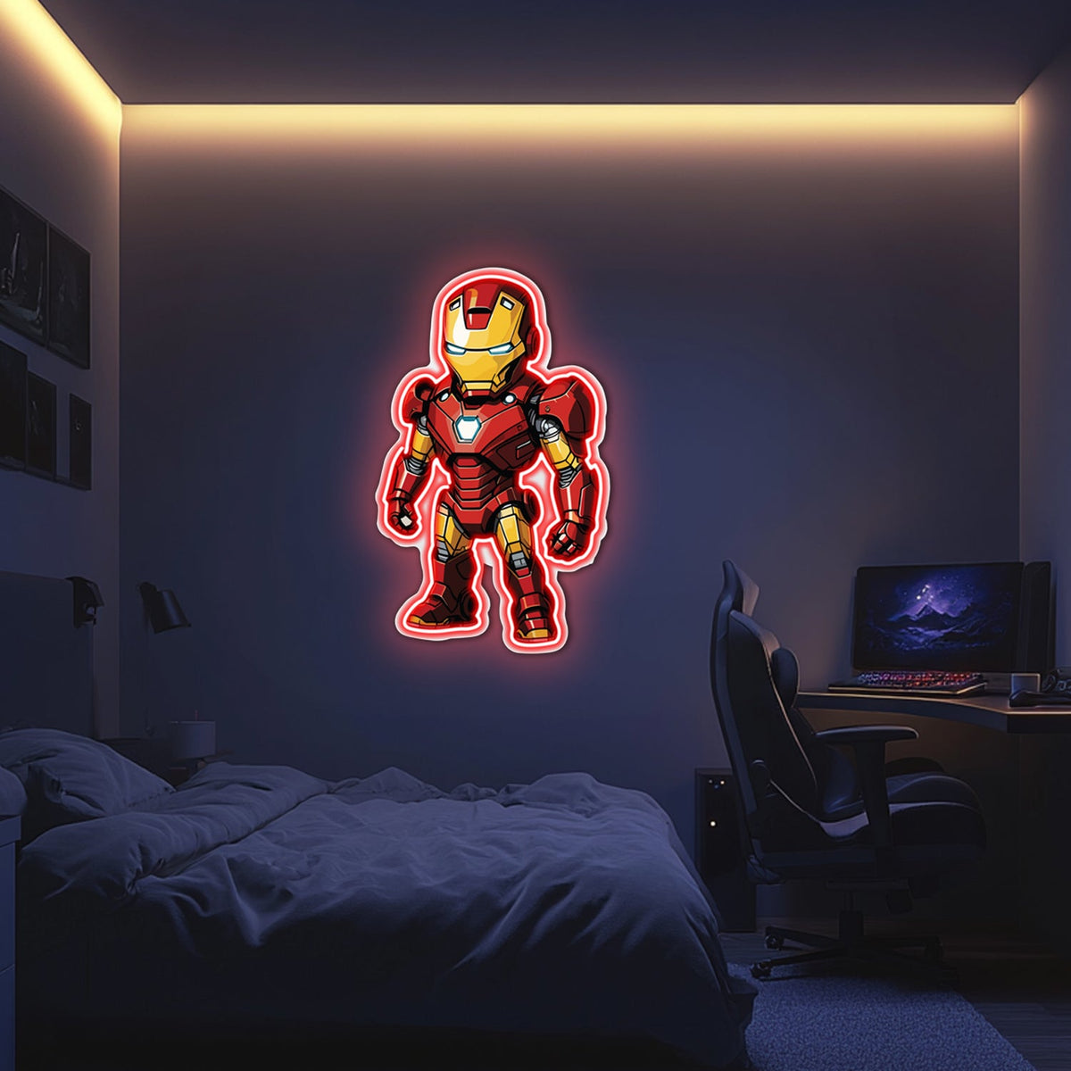 UV Printed Iron-Man Neon Wall Art- LV0077