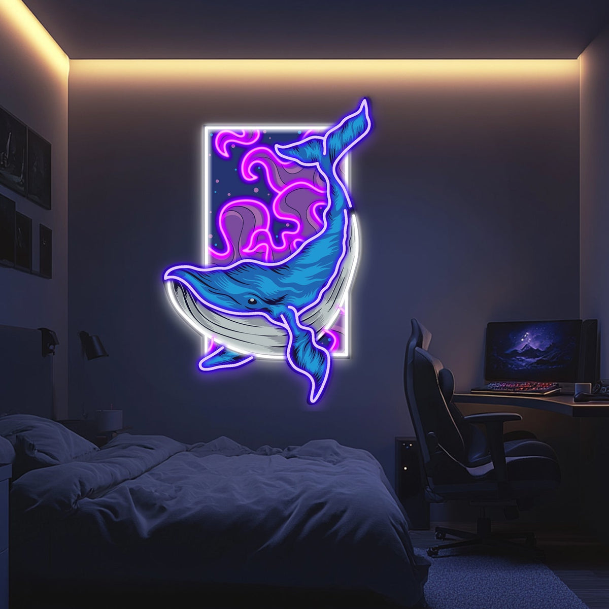 UV Printed Whale Neon Wall Art- LV0005