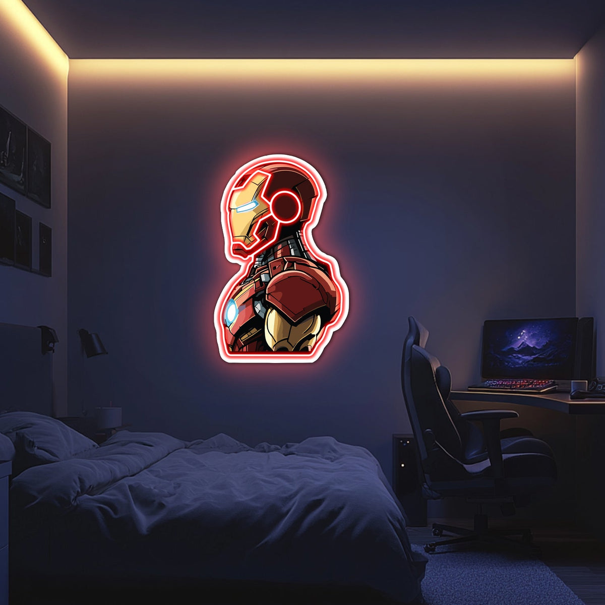 UV Printed Iron-Man Neon Wall Art- LV0076