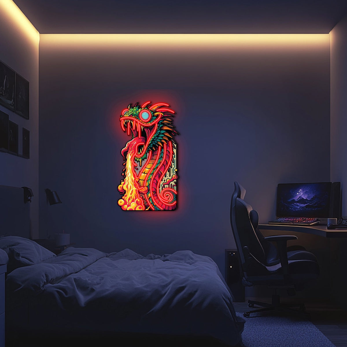 UV Printed Dragon Neon Wall Art- LV0010