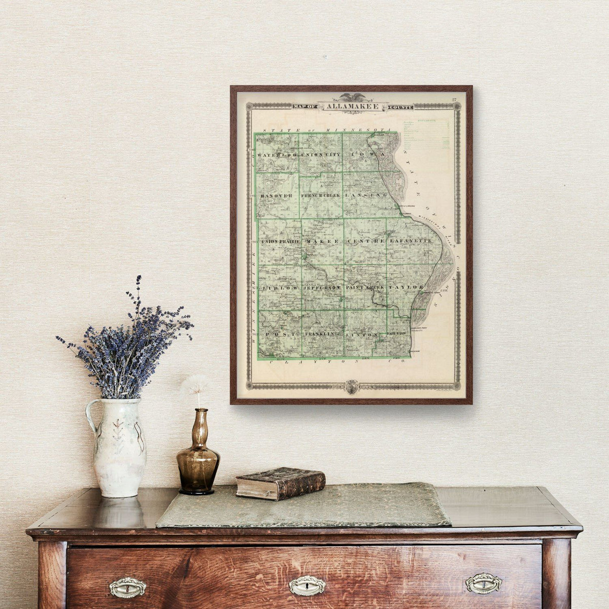 Vintage Map of Alamakee County, Iowa 1875