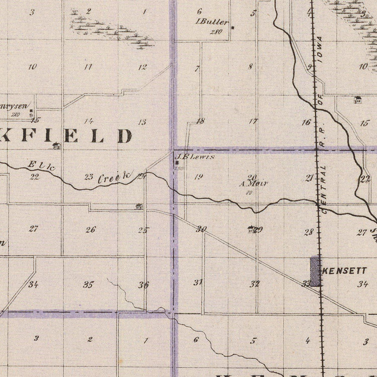 Vintage Map of Worth County, Iowa 1875