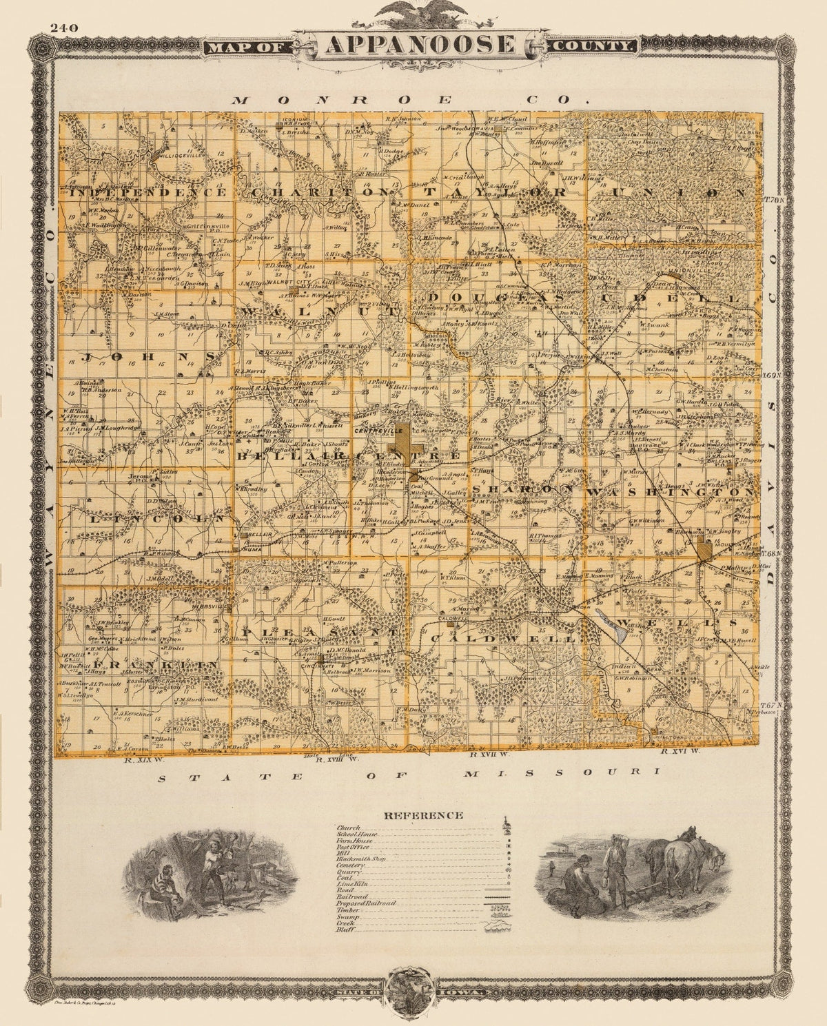 Vintage Map of Appanoose County, Iowa 1875