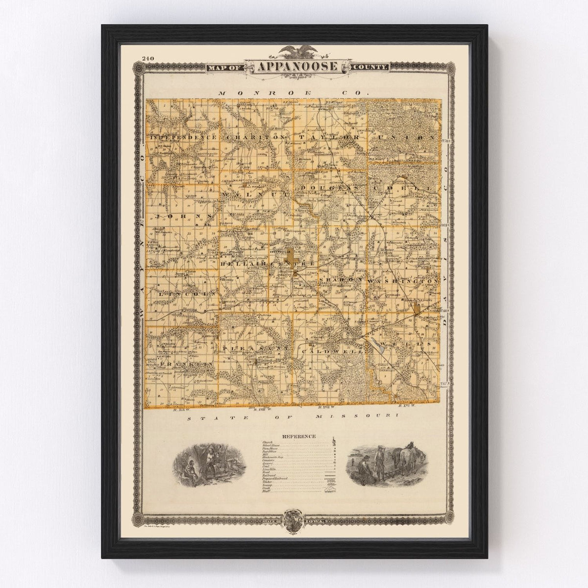 Vintage Map of Appanoose County, Iowa 1875
