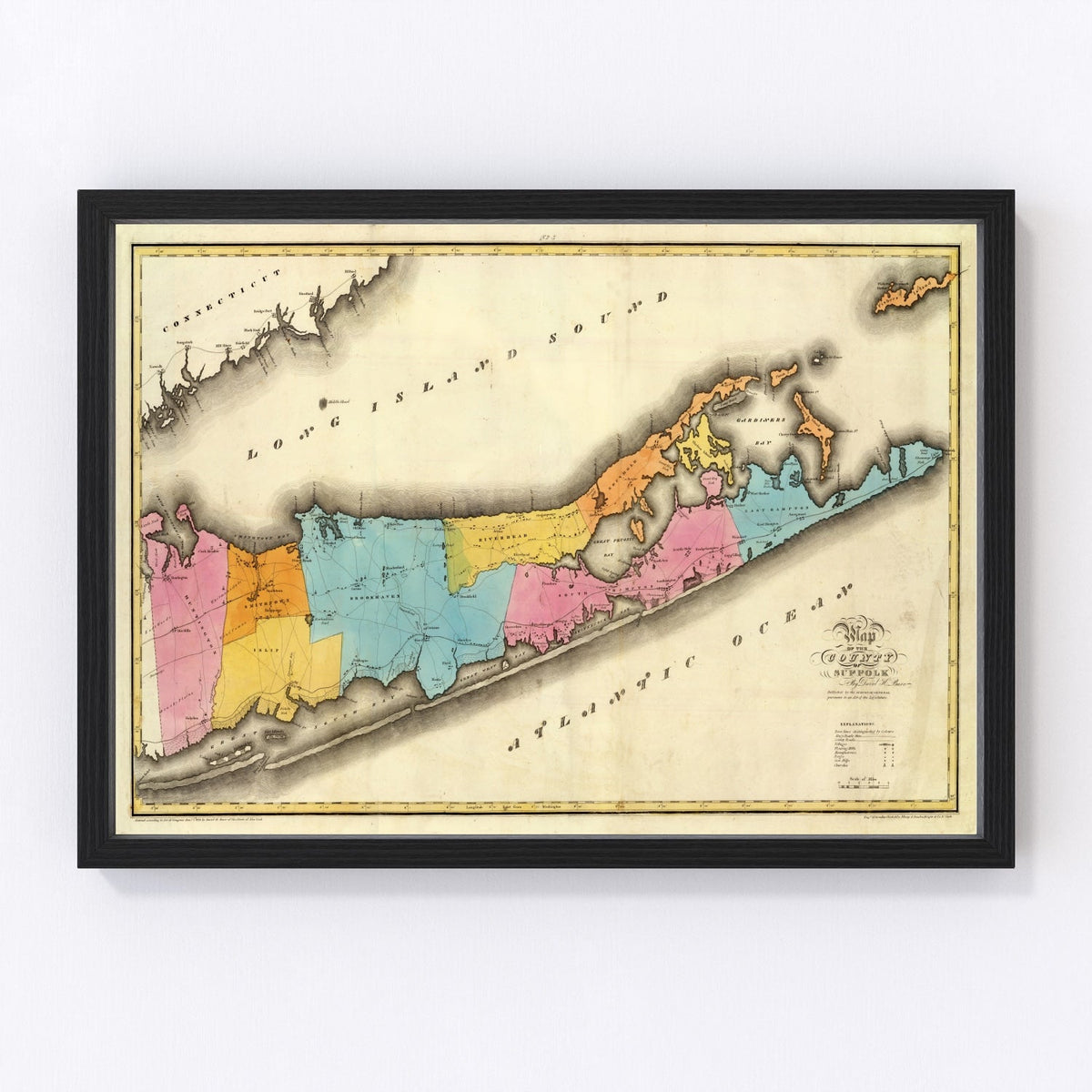 Vintage Map of Long Island, New York 1829