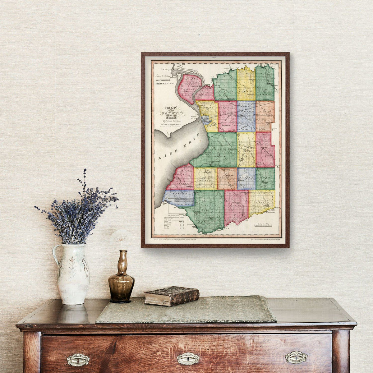 Vintage Map of Erie County, New York 1839