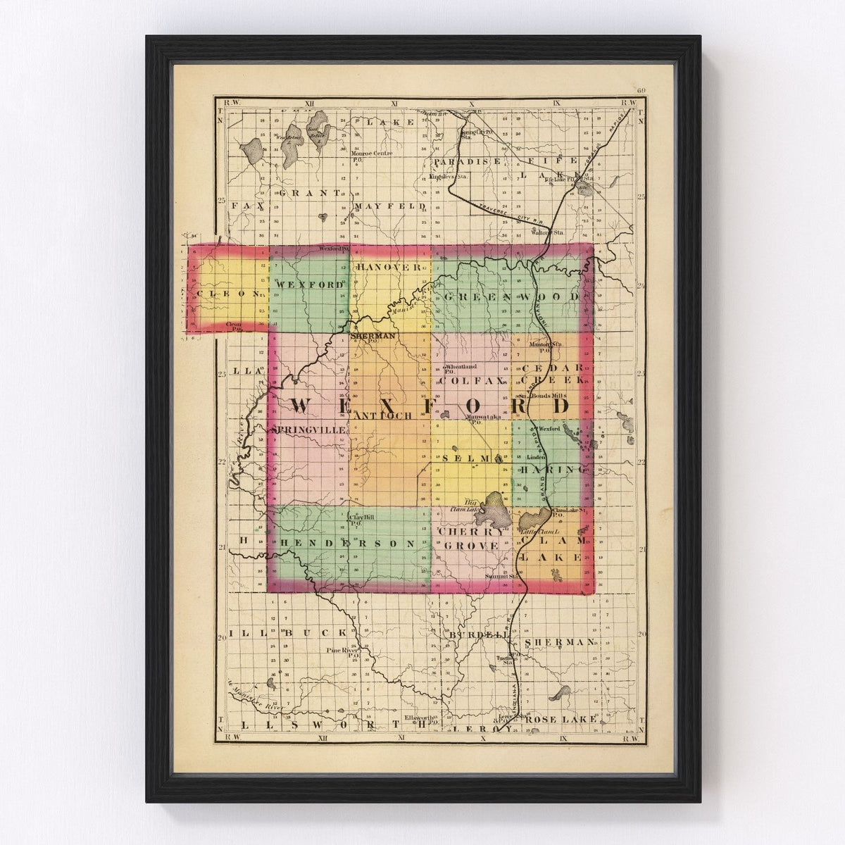 Vintage Map of Wexford County, Michigan 1873