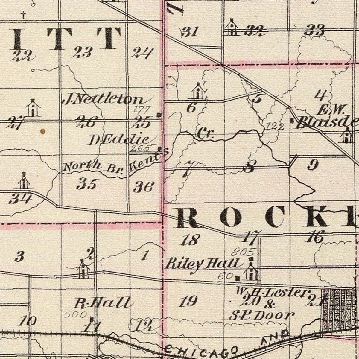 Vintage Map of Winnebago County, Illinois 1876