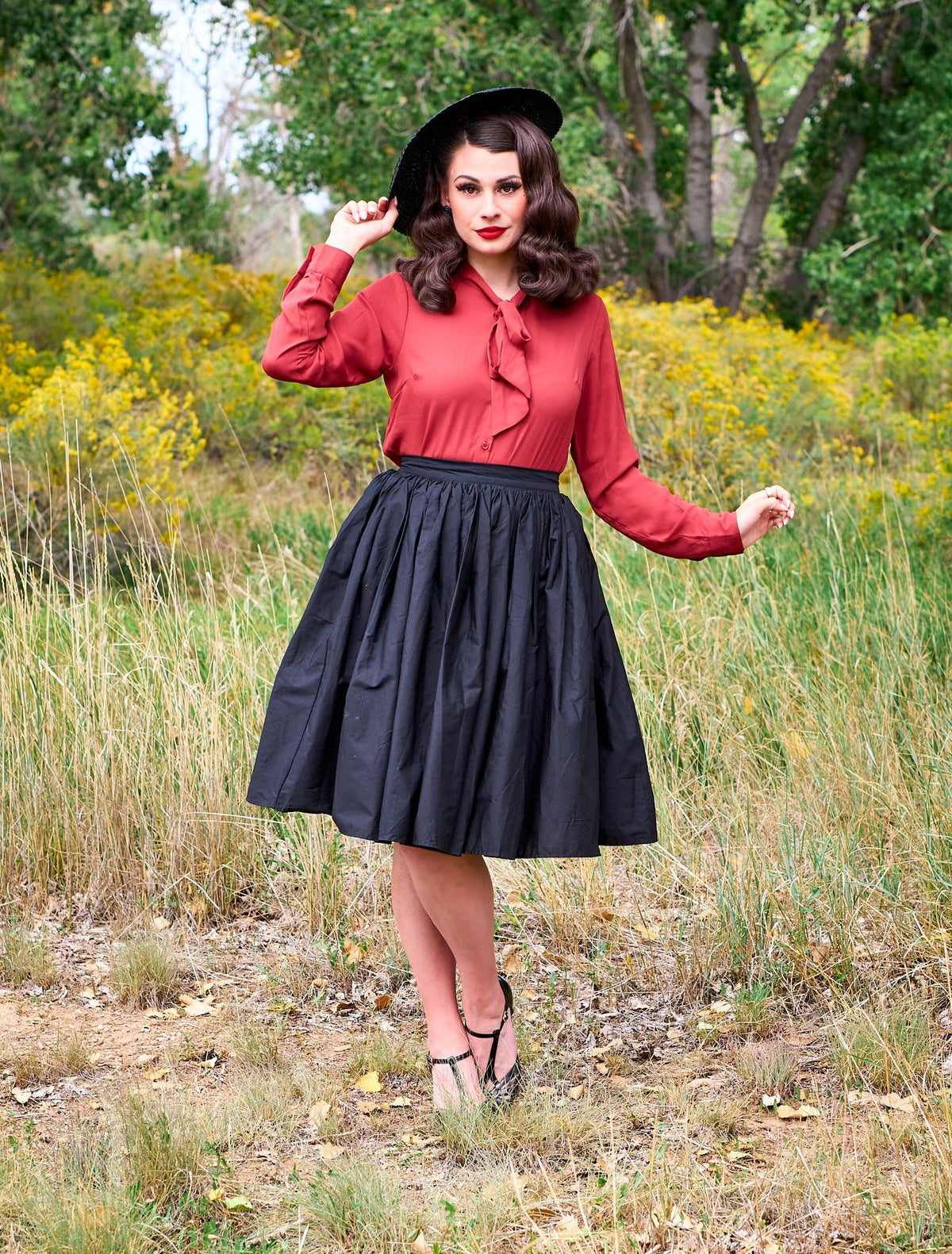 Helen Retro Blouse in Cognac - 3X only, 1 left!