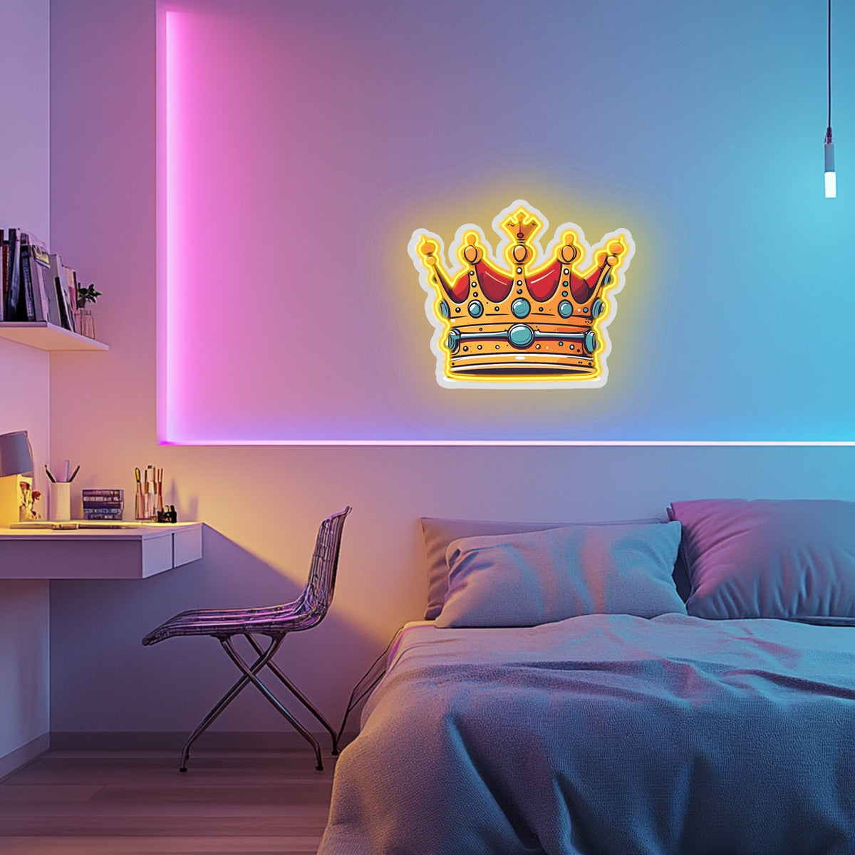 UV Printed King Crown Neon Wall Art- LV0028