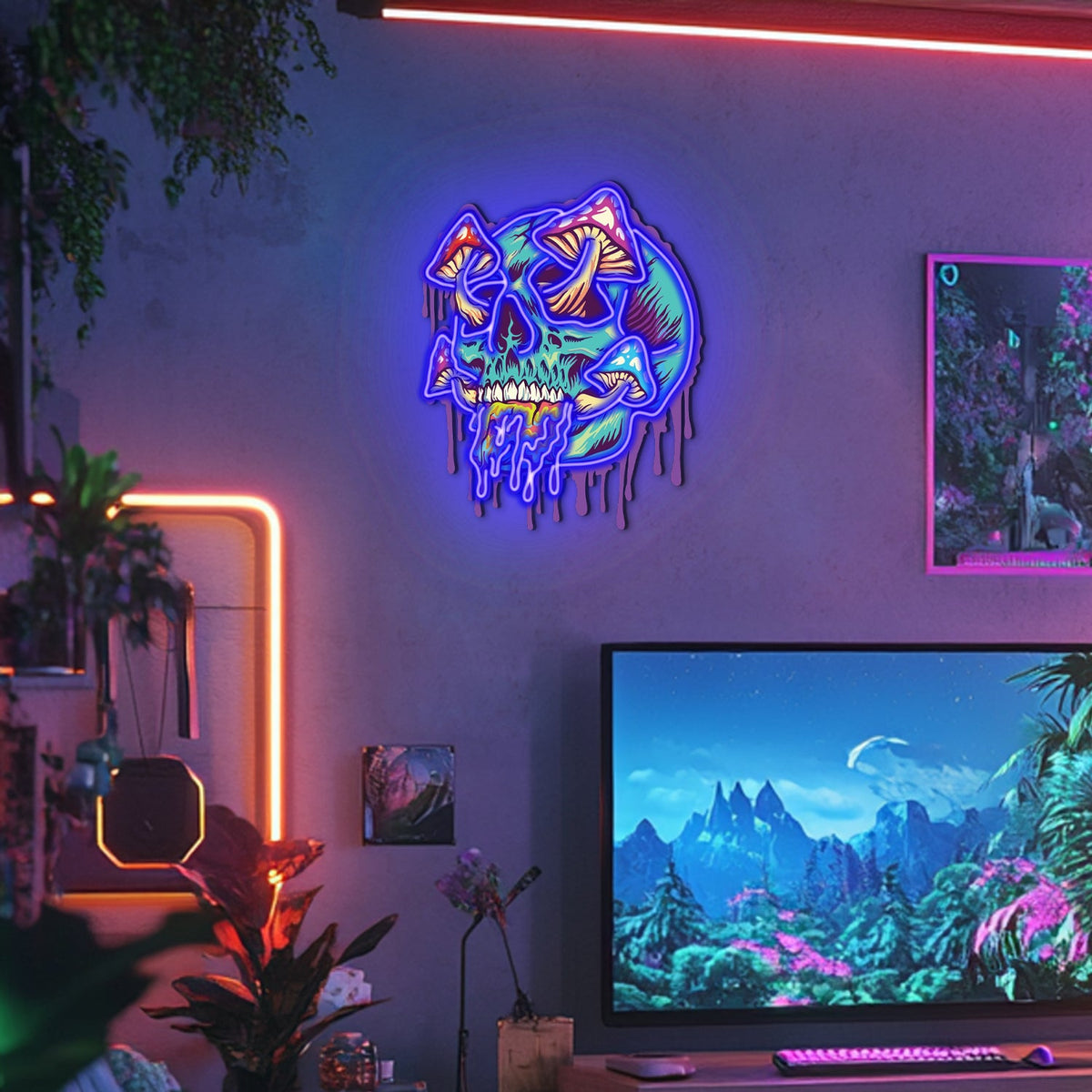 UV Printed Skull Neon Wall Art- LV0033