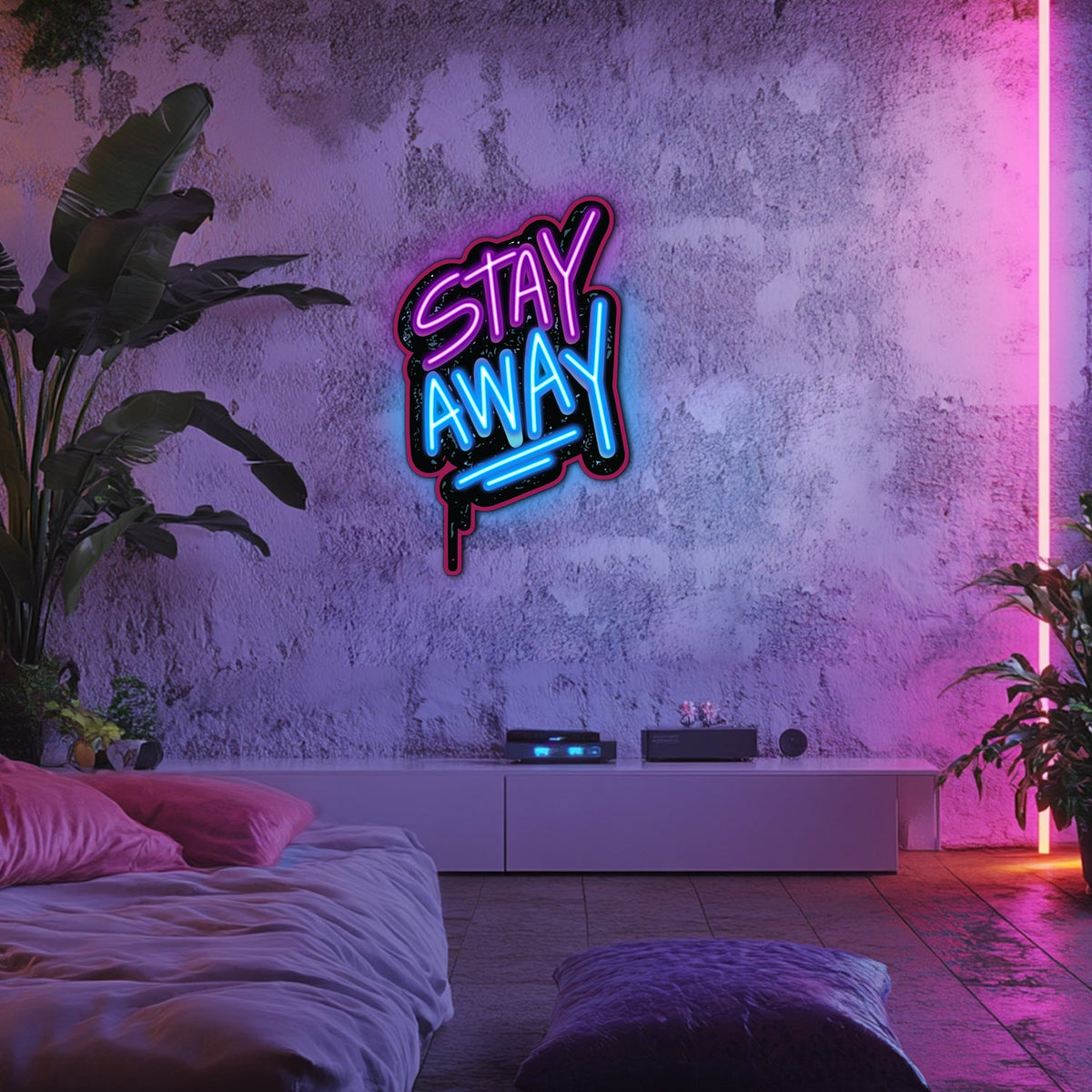 UV Printed Stay Away Neon Wall Art- LV0049