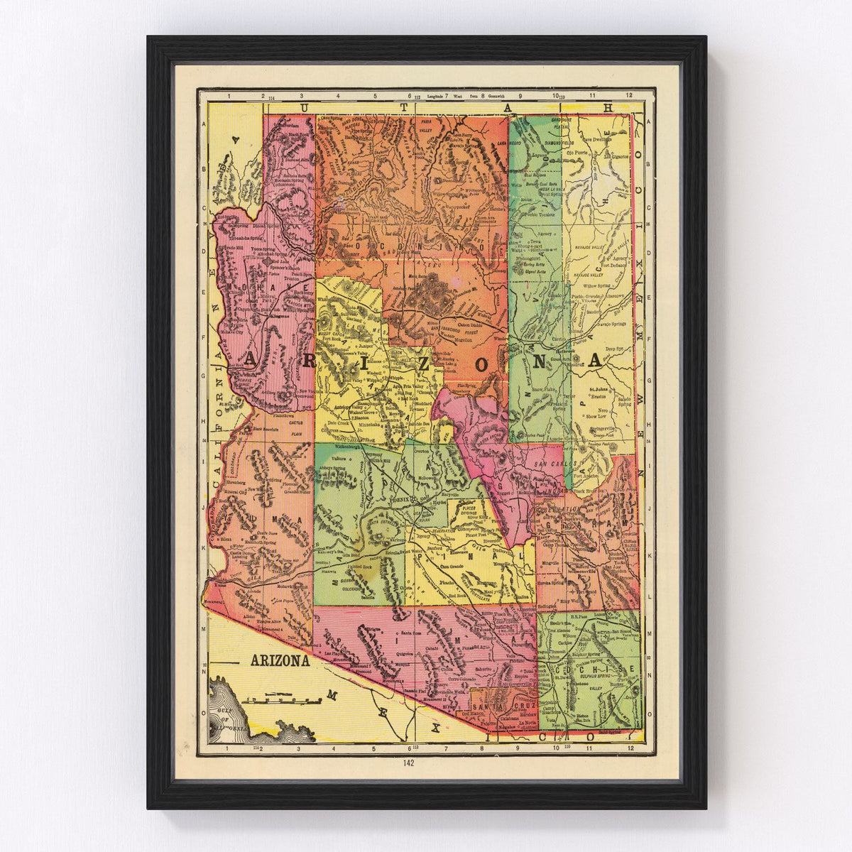 Vintage Map of Arizona 1909