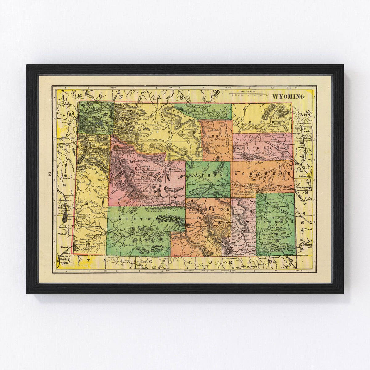 Vintage Map of Wyoming 1909