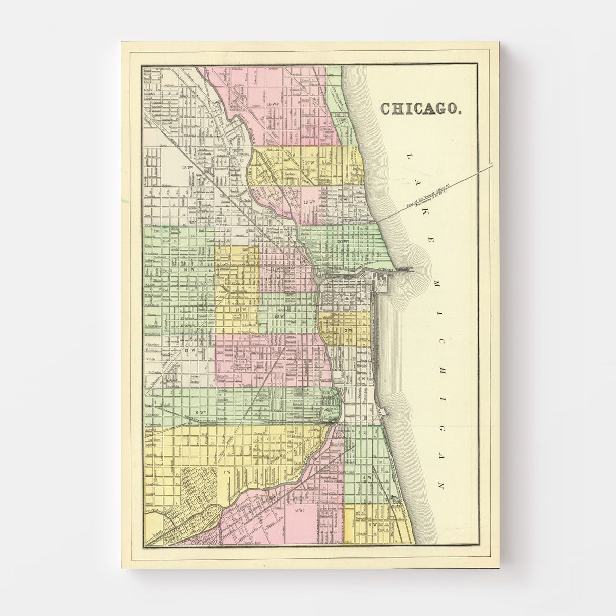 Vintage Map of Chicago, Illinois 1890