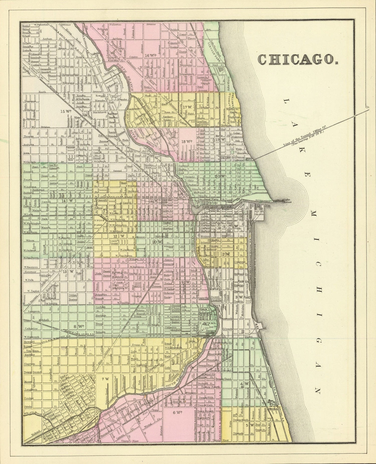 Vintage Map of Chicago, Illinois 1890
