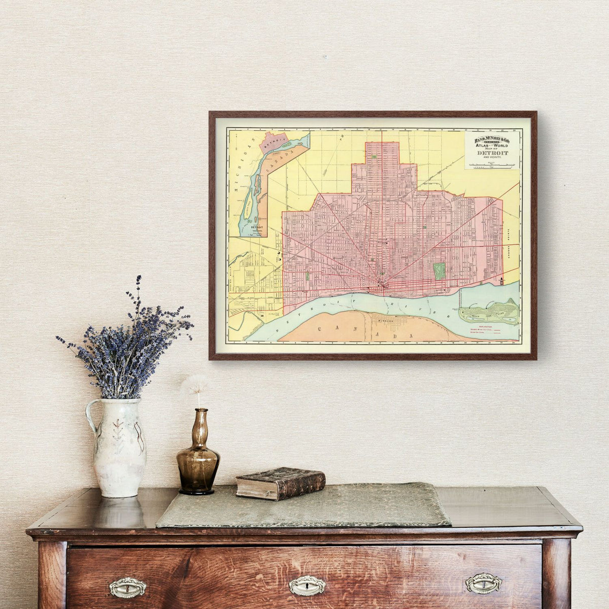 Vintage Map of Detroit, Michigan 1897