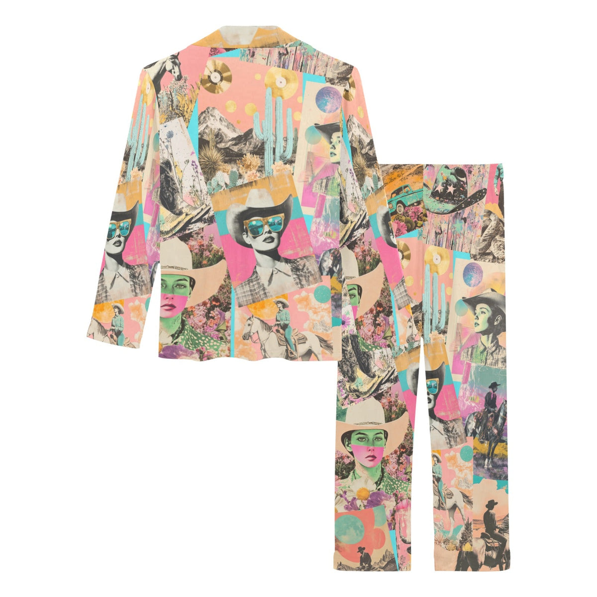 Baha Ranch Retro Pop Western Collage Pajama Set