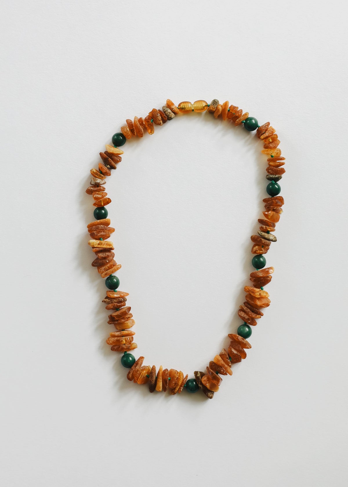 Pet Necklace: Raw Baltic Amber + Natural Green Jade