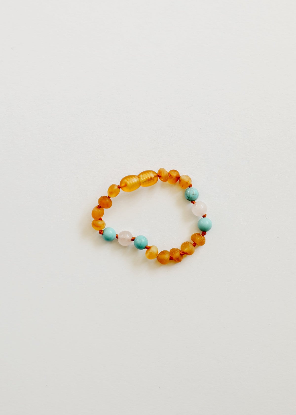 Raw Honey Baltic Amber and Natural Turquoise + Rose Quartz || Anklet or Bracelet