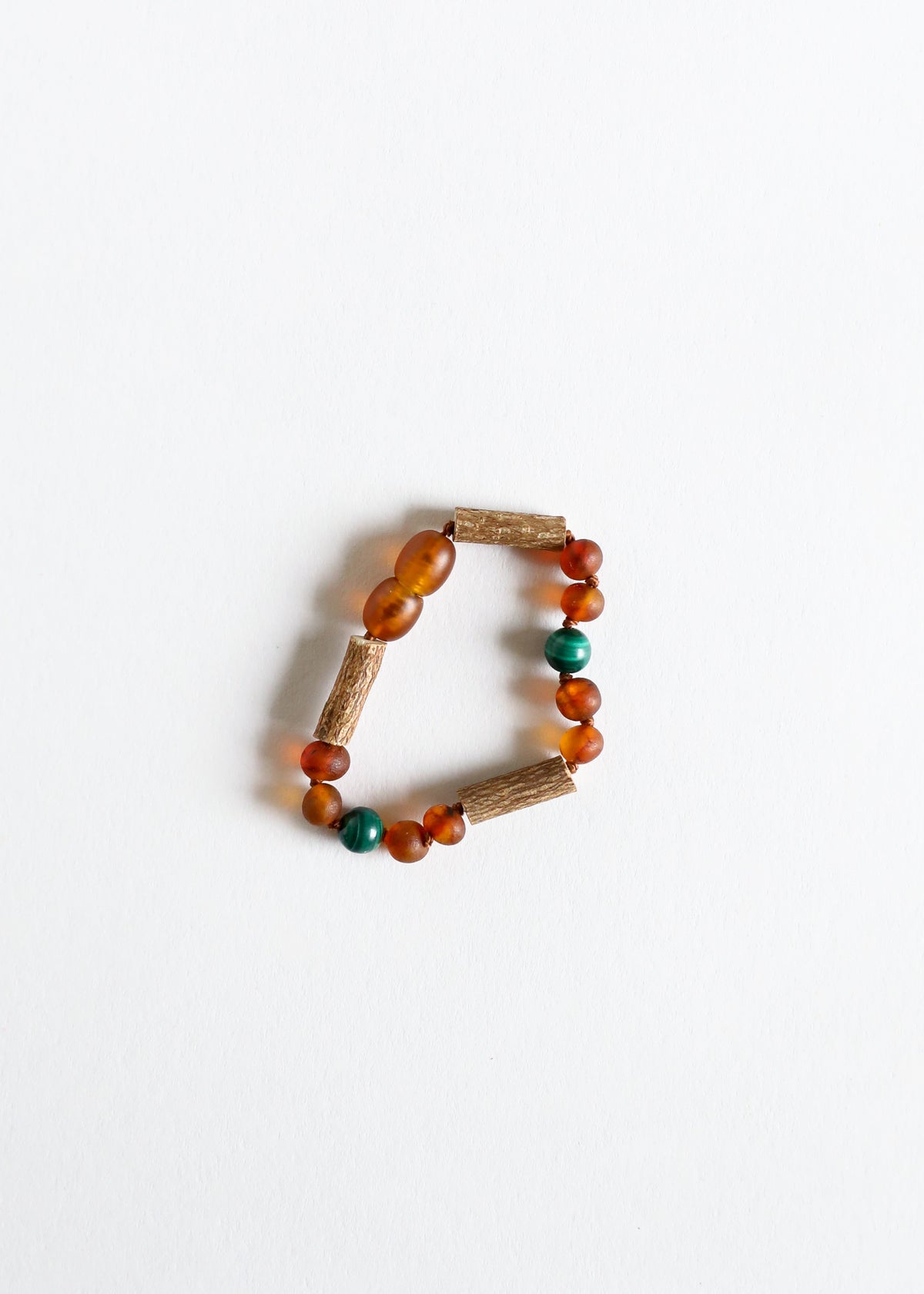 Hazelwood || Raw Cognac Baltic Amber + Malachite || Anklet or Bracelet