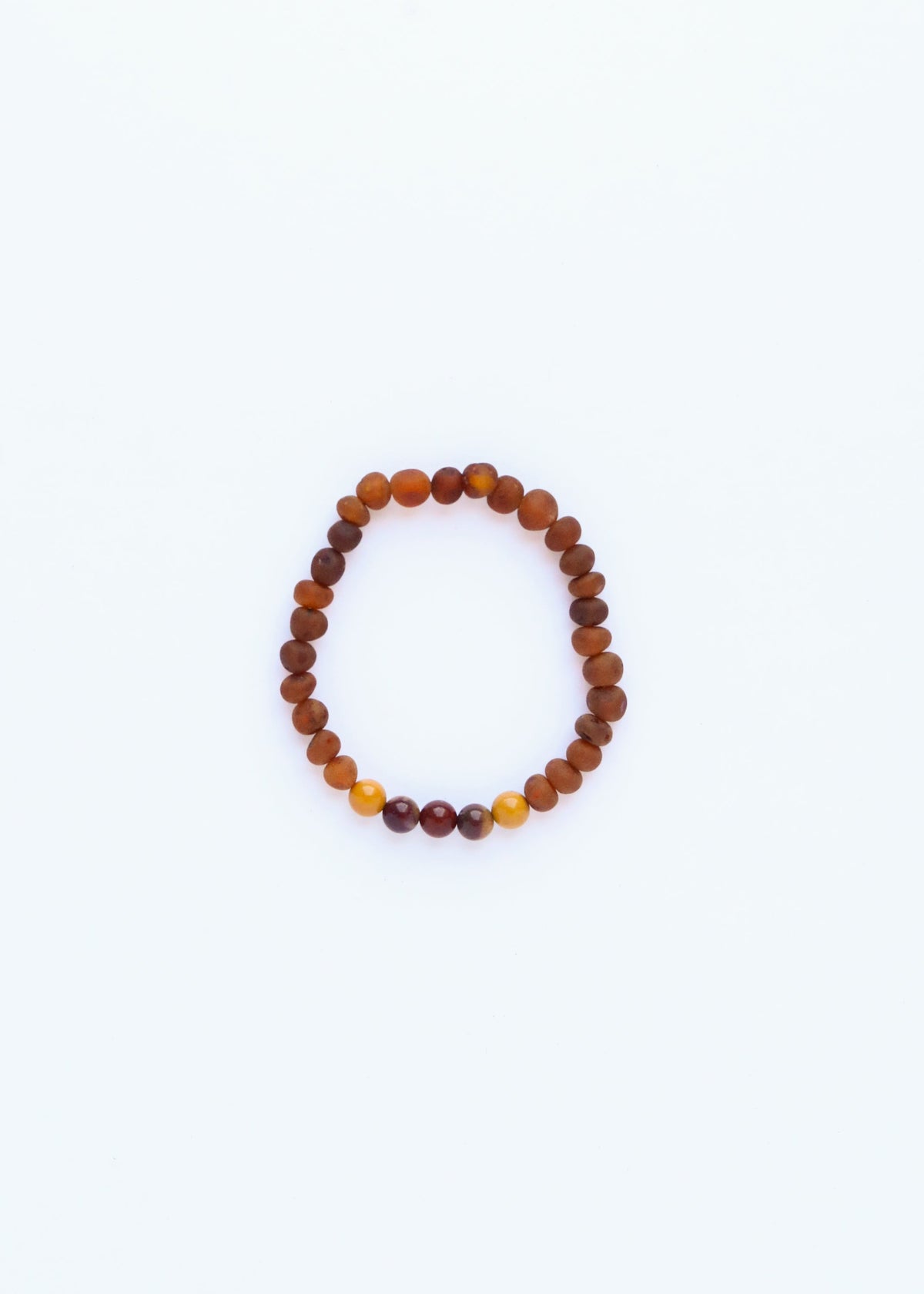 Raw Cognac Baltic Amber + Mookaite Jasper || Adult Stretch Bracelet