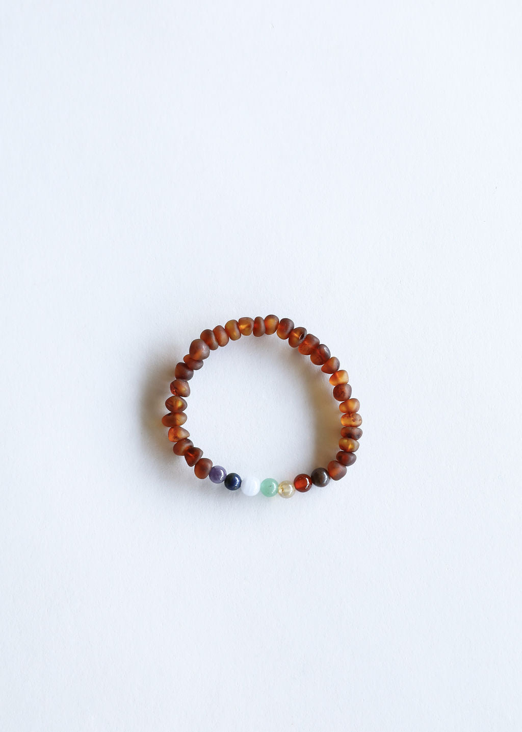 Raw Cognac Baltic Amber + CHAKRA Crystals || Adult Bracelet