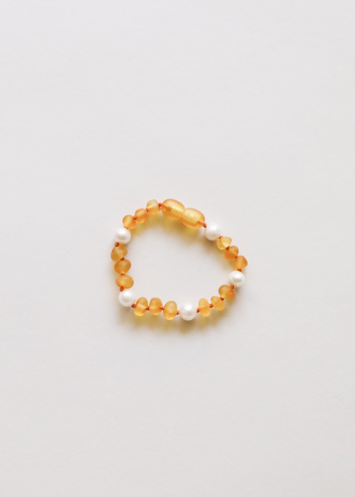 Raw Honey Baltic Amber + Pearl Halo || Anklet or Bracelet