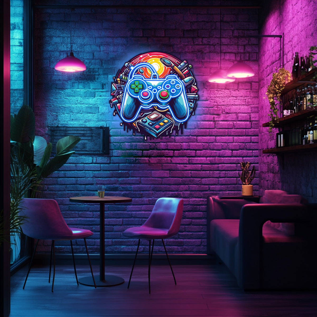 UV Printed Gamepad Neon Wall Art- LV0070