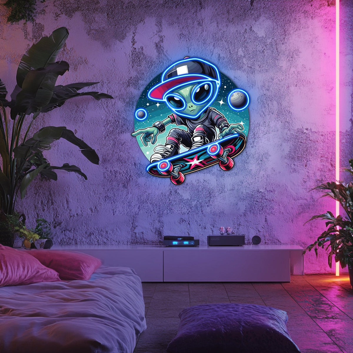UV Printed Alien Neon Wall Art- LV0082