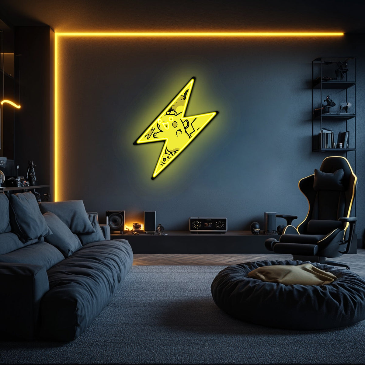 UV Printed Pikachu Neon Wall Art- LV0039