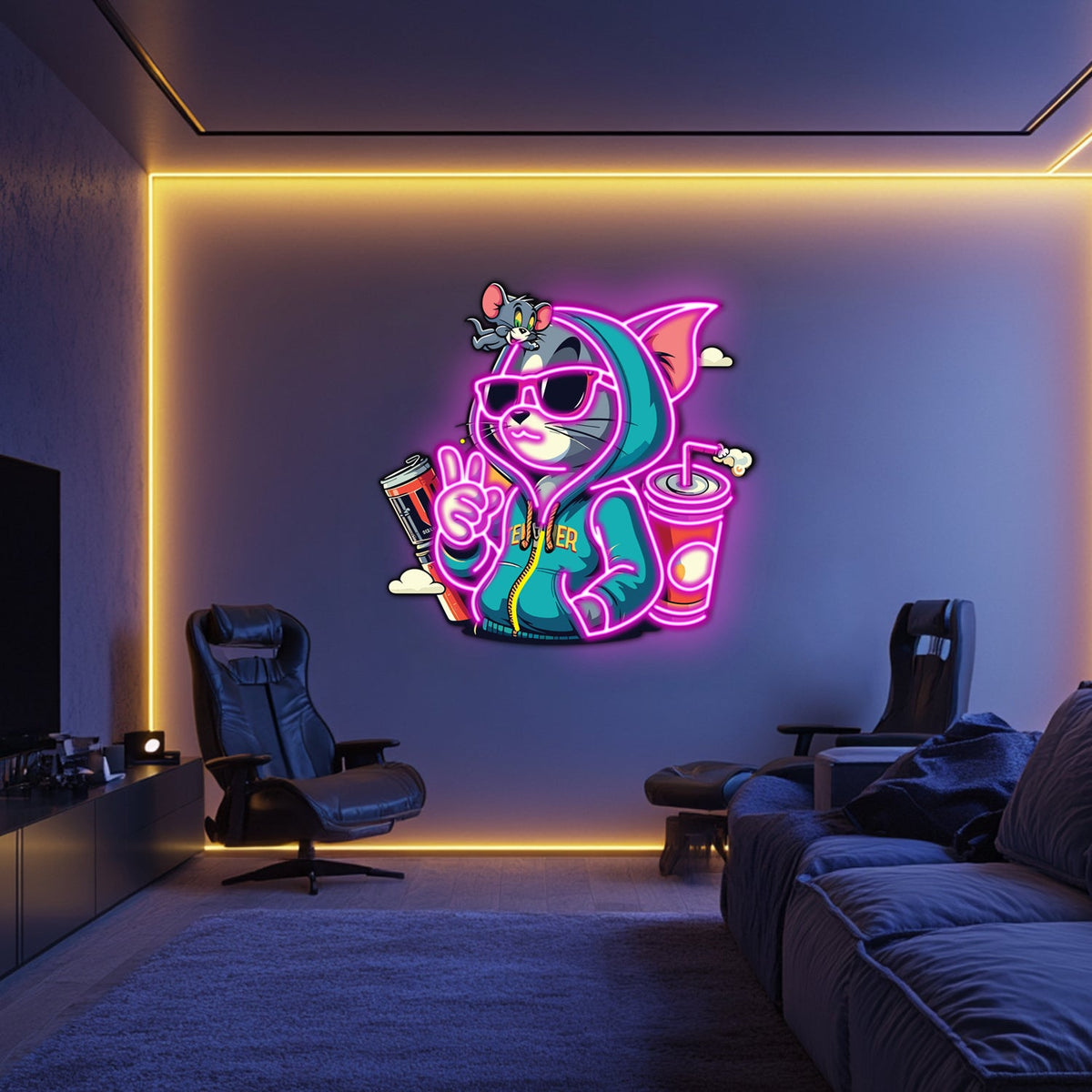 UV Printed Tom and Jerry Neon Wall Art- LV0052