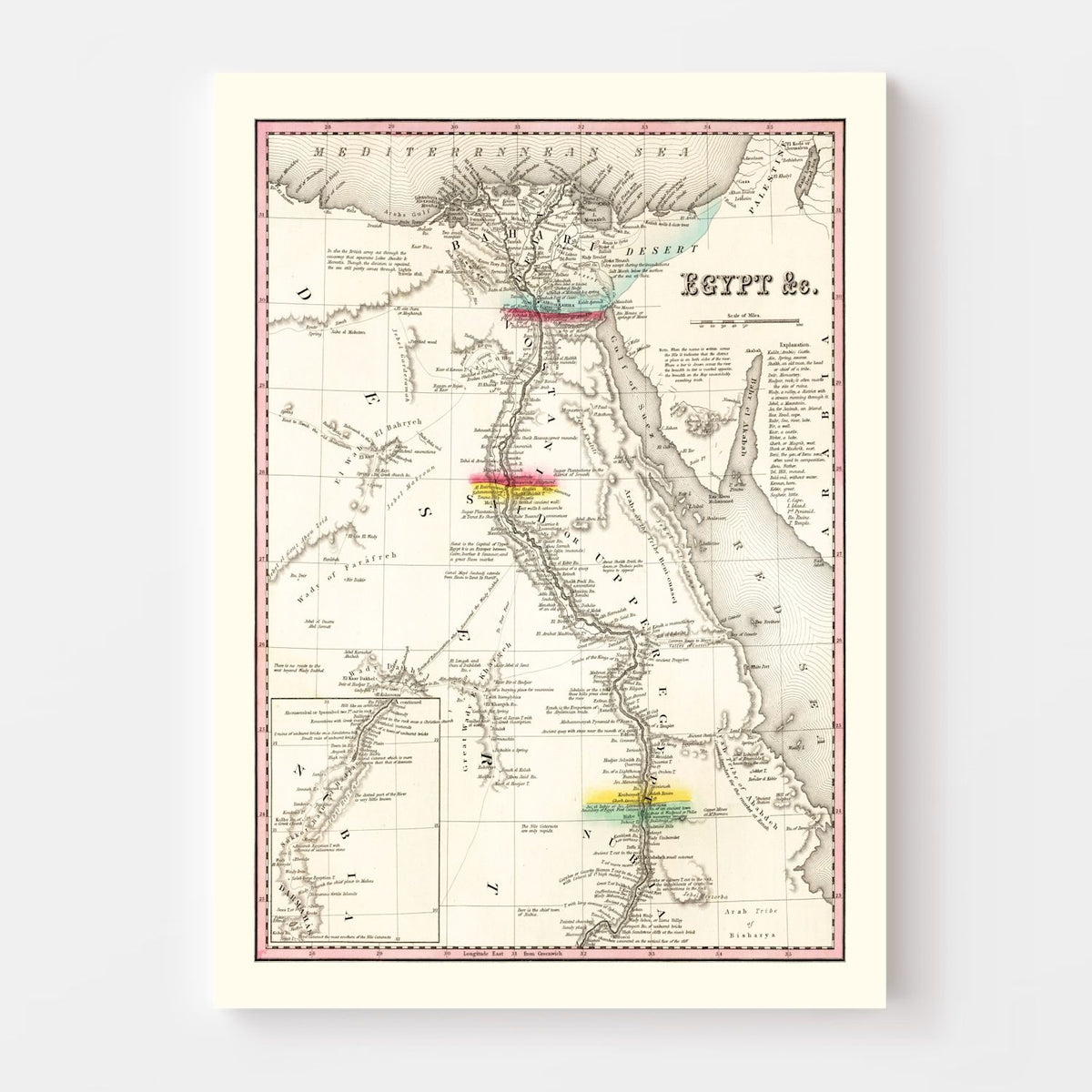 Vintage Map of Egypt 1836
