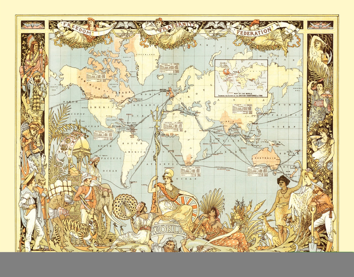 Vintage World Map 1886