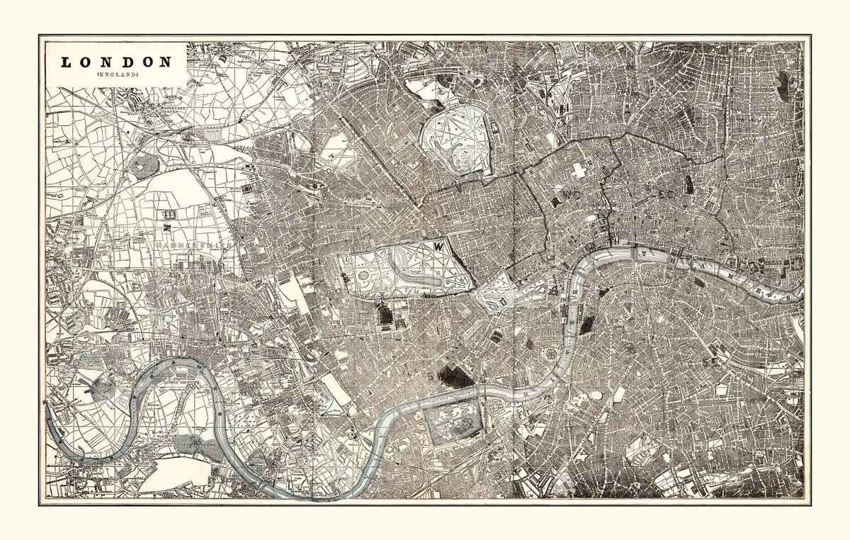 Vintage Map of London, England 1893