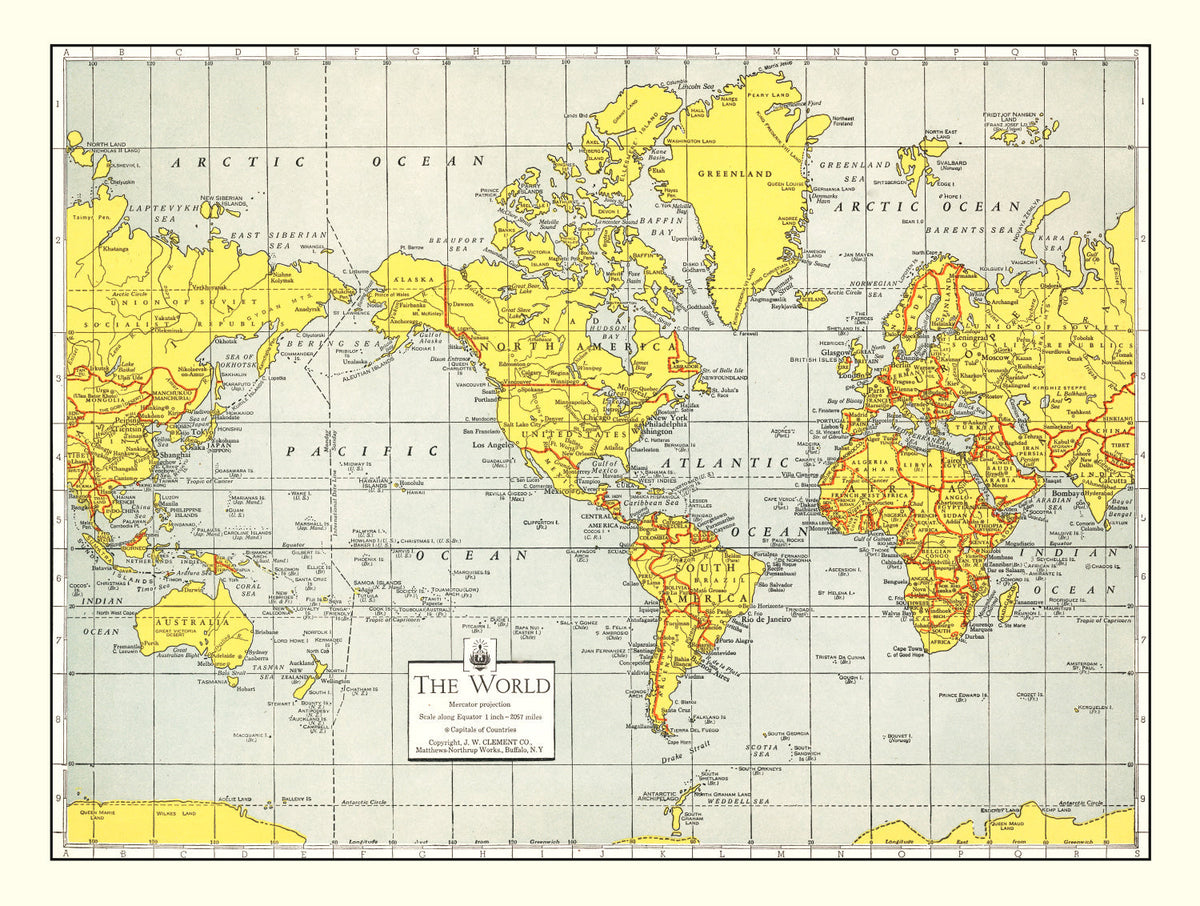 Vintage World Map 1943