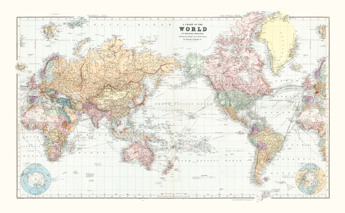 Vintage World Map 1904