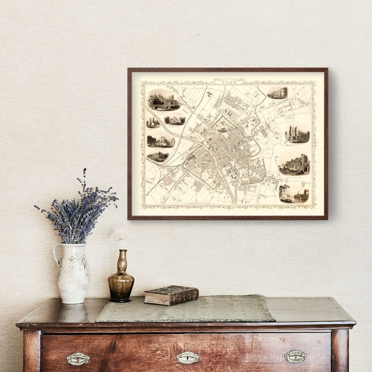Vintage Map of York, United Kingdom 1851