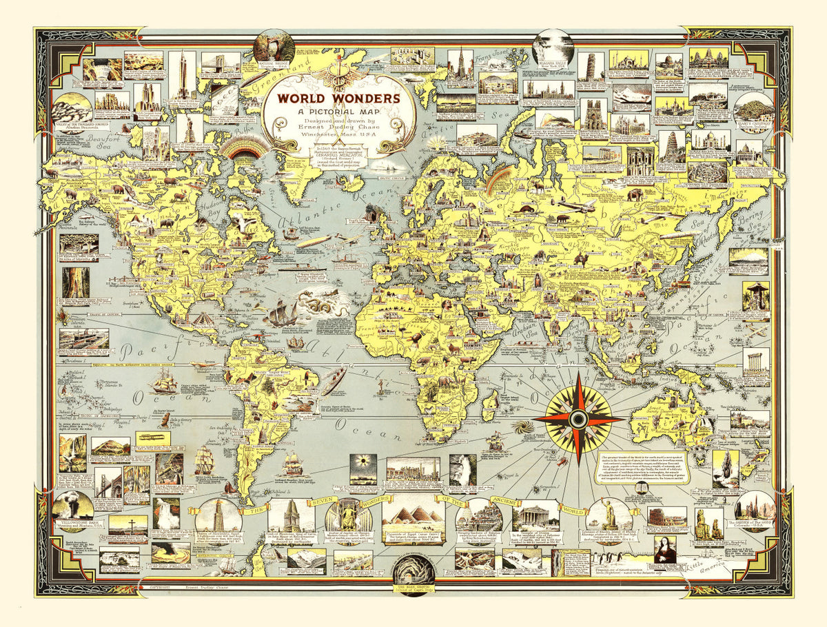 Vintage Pictorial World Map 1939