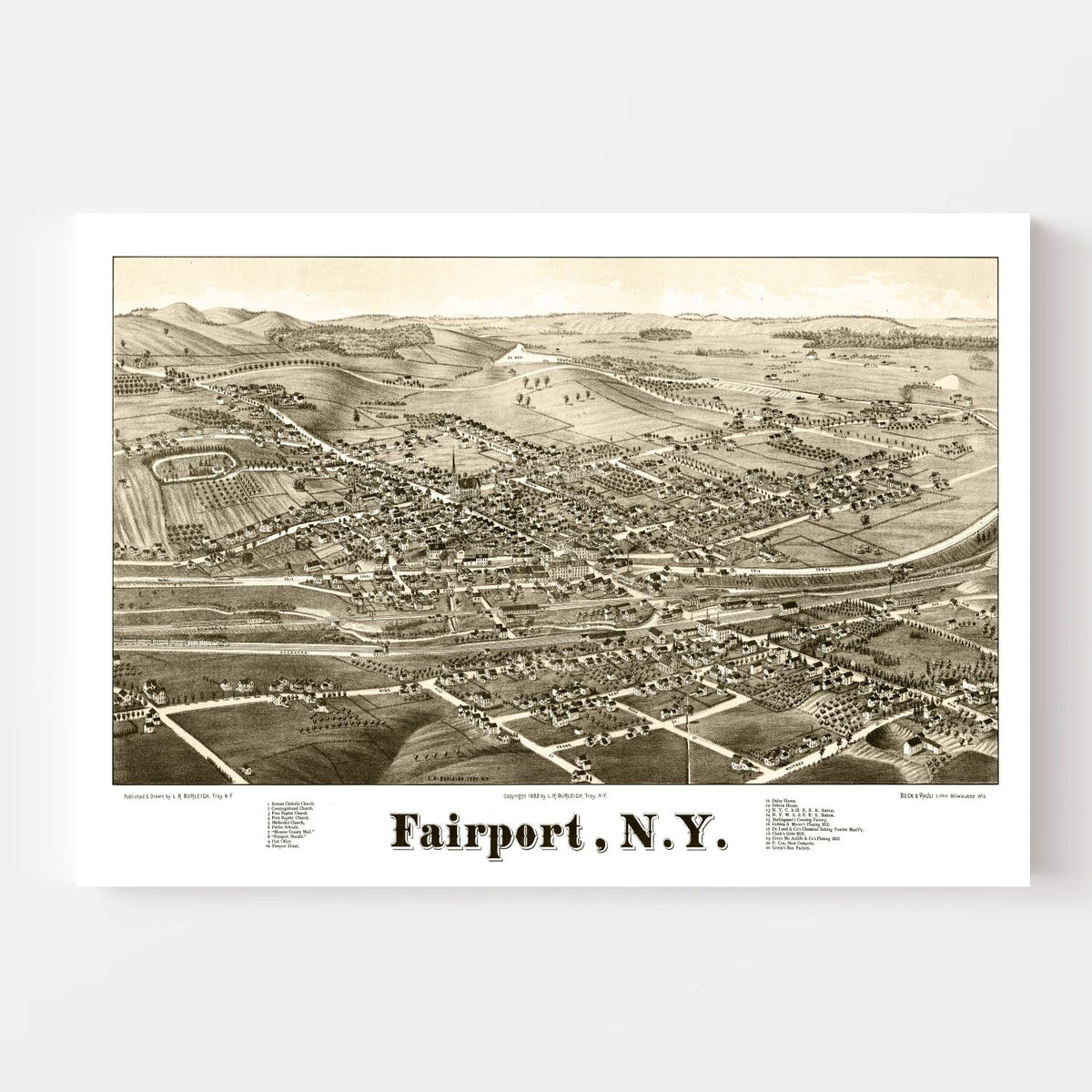 Vintage Map of Fairport, New York 1885