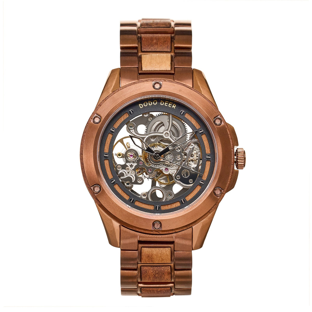Openwork Mechanical Wooden Watch For Men