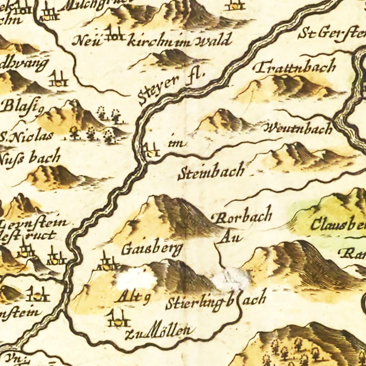 Vintage Map of Austria from Above 1665